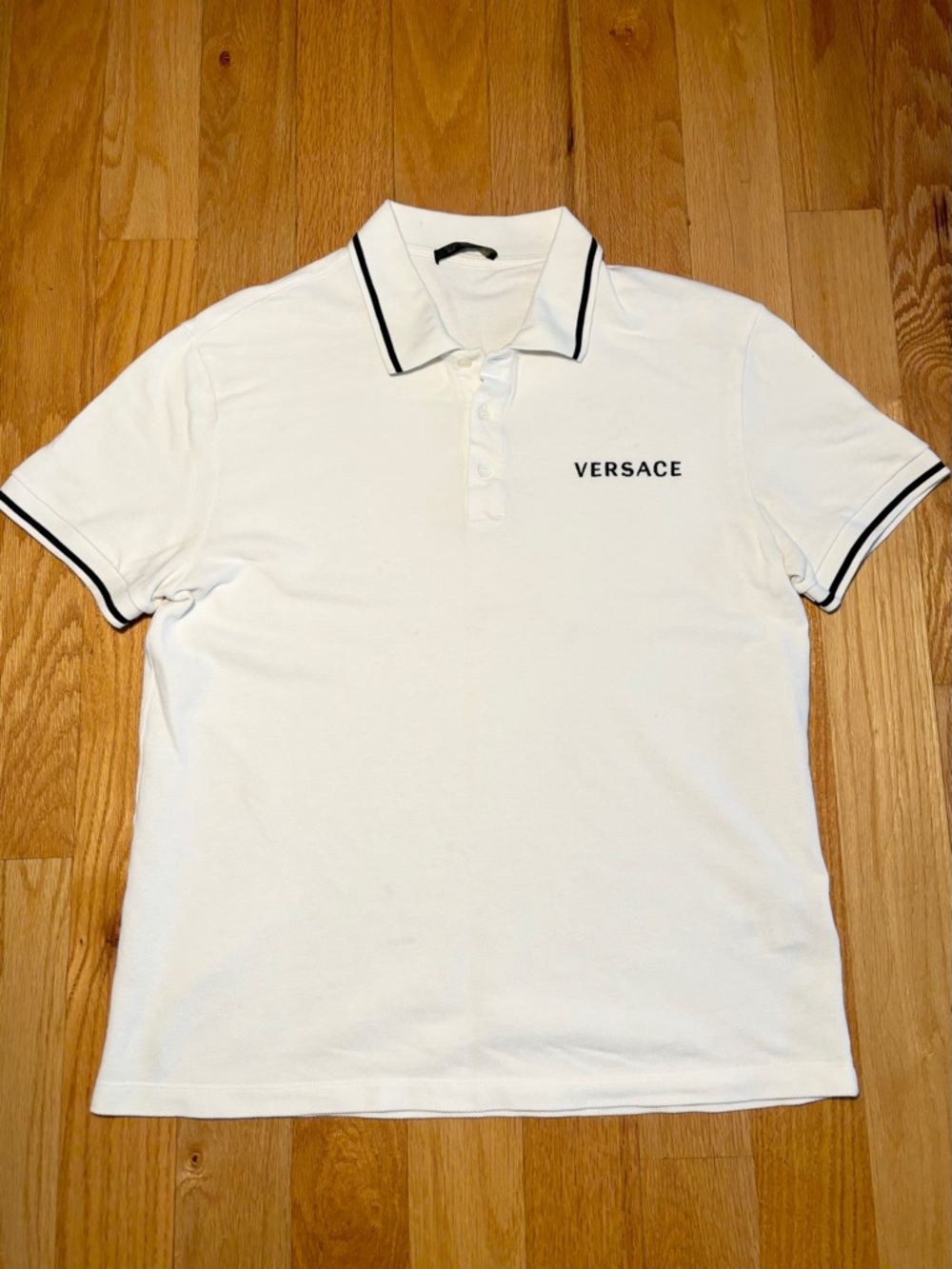 Versace Runway White Embroidered Polo Shirt 🔥